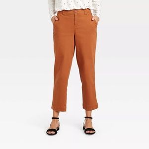 Burnt Orange High-Rise Straight Leg Ankle Pants